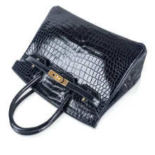 Load image into Gallery viewer, Birkin 30 Bag Blue Marine Porosus Crocodile Gold Hardware