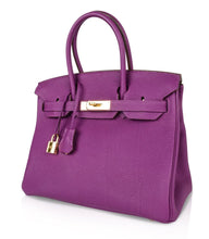 Load image into Gallery viewer, Birkin 30 Bag Anemone Togo Gold Hardware Exotic Purple Beauty