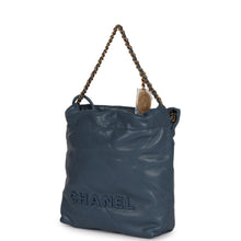 Load image into Gallery viewer, Chanel Mini 22 Bag Blue Caviar Gold Hardware