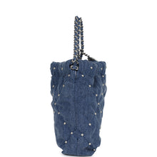 Load image into Gallery viewer, Chanel Mini 22 Bag Blue Studded Denim Silver Hardware