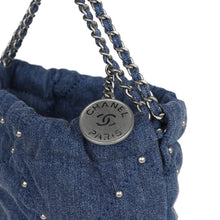 Load image into Gallery viewer, Chanel Mini 22 Bag Blue Studded Denim Silver Hardware