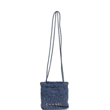 Load image into Gallery viewer, Chanel Mini 22 Bag Blue Studded Denim Silver Hardware