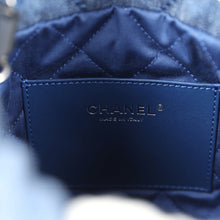 Load image into Gallery viewer, Chanel Mini 22 Bag Blue Studded Denim Silver Hardware
