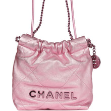 Load image into Gallery viewer, Chanel Mini 22 Bag Pink Metallic Lambskin Lacquered Metal Hardware