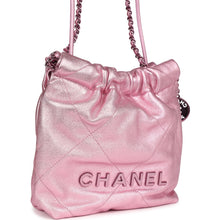 Load image into Gallery viewer, Chanel Mini 22 Bag Pink Metallic Lambskin Lacquered Metal Hardware