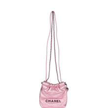 Load image into Gallery viewer, Chanel Mini 22 Bag Pink Metallic Lambskin Lacquered Metal Hardware