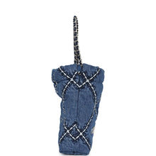 Load image into Gallery viewer, Chanel Mini 22 Bag Blue Stitched Denim Silver Hardware