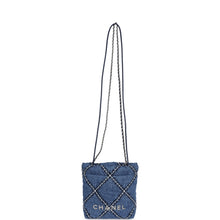 Load image into Gallery viewer, Chanel Mini 22 Bag Blue Stitched Denim Silver Hardware