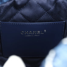 Load image into Gallery viewer, Chanel Mini 22 Bag Blue Stitched Denim Silver Hardware