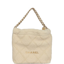 Load image into Gallery viewer, Chanel Small 22 Bag Ecru Shearling Brushed Gold Hardware