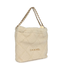 Load image into Gallery viewer, Chanel Small 22 Bag Ecru Shearling Brushed Gold Hardware