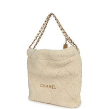 Load image into Gallery viewer, Chanel Small 22 Bag Ecru Shearling Brushed Gold Hardware