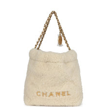 Load image into Gallery viewer, Chanel Mini 22 Bag Ecru Shearling Gold Hardware