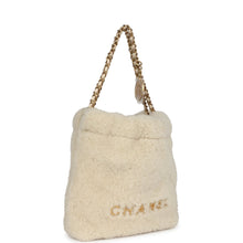 Load image into Gallery viewer, Chanel Mini 22 Bag Ecru Shearling Gold Hardware