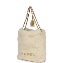 Load image into Gallery viewer, Chanel Mini 22 Bag Ecru Shearling Gold Hardware