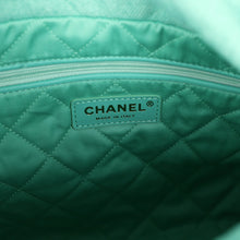Load image into Gallery viewer, Chanel Small 22 Bag Light Green Washed Denim Gold Hardware