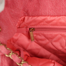 Load image into Gallery viewer, Chanel Small 22 Bag Light Red Washed Denim Gold Hardware