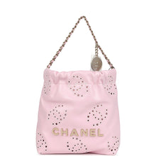 Load image into Gallery viewer, Chanel Mini 22 Bag Pink Shiny Calfskin Brushed Gold Hardware