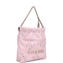 Load image into Gallery viewer, Chanel Mini 22 Bag Pink Shiny Calfskin Brushed Gold Hardware