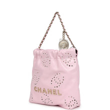 Load image into Gallery viewer, Chanel Mini 22 Bag Pink Shiny Calfskin Brushed Gold Hardware