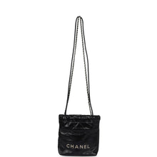 Load image into Gallery viewer, Chanel Mini 22 Bag Black Shiny Calfskin Brushed Silver Hardware
