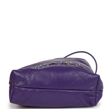 Load image into Gallery viewer, Chanel Mini 22 Bag Dark Purple Lambskin Rainbow Hardware