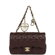 Load image into Gallery viewer, Chanel Nano Classic Double Flap Bag Charm Dark Brown Lambskin Light Gold Hardware