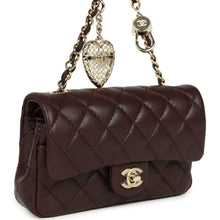 Load image into Gallery viewer, Chanel Nano Classic Double Flap Bag Charm Dark Brown Lambskin Light Gold Hardware