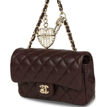 Load image into Gallery viewer, Chanel Nano Classic Double Flap Bag Charm Dark Brown Lambskin Light Gold Hardware