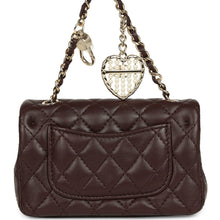 Load image into Gallery viewer, Chanel Nano Classic Double Flap Bag Charm Dark Brown Lambskin Light Gold Hardware