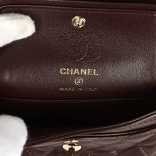 Load image into Gallery viewer, Chanel Nano Classic Double Flap Bag Charm Dark Brown Lambskin Light Gold Hardware