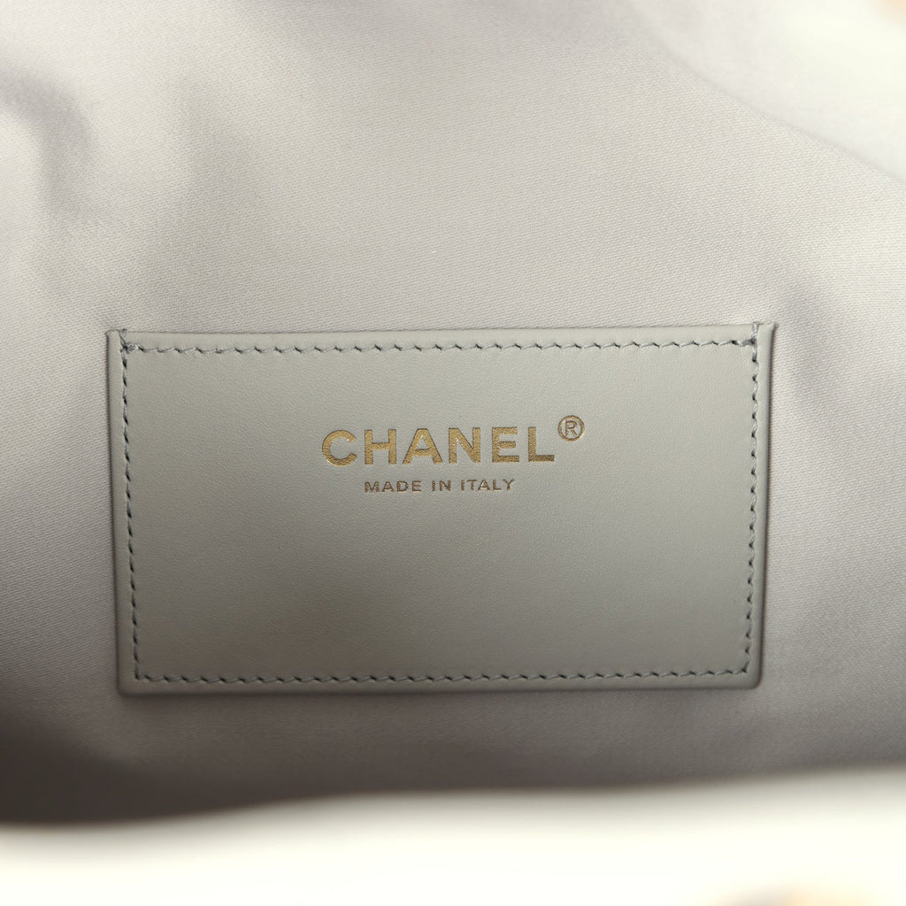 Chanel Medium 25 Hobo Bag Light Grey Caviar Antique Gold Hardware