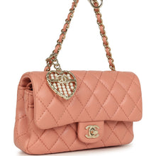 Load image into Gallery viewer, Chanel Nano Classic Double Flap Bag Charm Pink Lambskin Light Gold Hardware