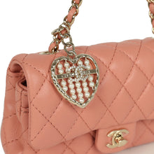Load image into Gallery viewer, Chanel Nano Classic Double Flap Bag Charm Pink Lambskin Light Gold Hardware