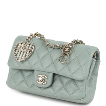 Load image into Gallery viewer, Chanel Nano Classic Double Flap Bag Charm Dark Green Lambskin Light Gold Hardware