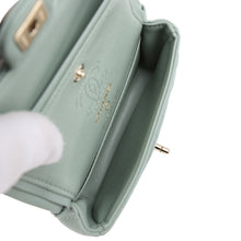 Load image into Gallery viewer, Chanel Nano Classic Double Flap Bag Charm Dark Green Lambskin Light Gold Hardware