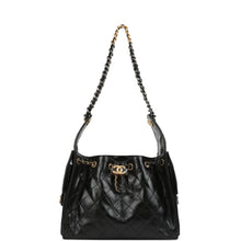 Load image into Gallery viewer, Chanel Small 25 Hobo Bag Black Shiny Crumpled Calfskin Mixed Metal Hardware