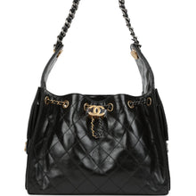 Load image into Gallery viewer, Chanel Small 25 Hobo Bag Black Shiny Crumpled Calfskin Mixed Metal Hardware