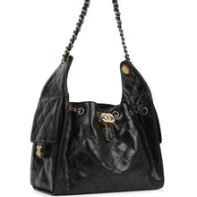 Load image into Gallery viewer, Chanel Small 25 Hobo Bag Black Shiny Crumpled Calfskin Mixed Metal Hardware