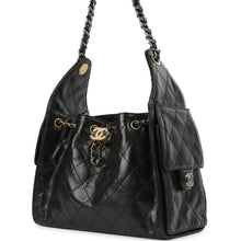 Load image into Gallery viewer, Chanel Small 25 Hobo Bag Black Shiny Crumpled Calfskin Mixed Metal Hardware