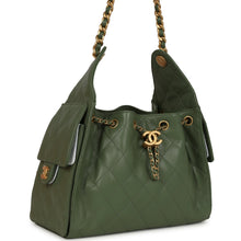 Load image into Gallery viewer, Chanel Small 25 Hobo Bag Khaki Caviar Antique Gold Hardware