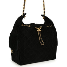 Load image into Gallery viewer, Chanel Medium 25 Hobo Bag Black Suede Antique Gold Hardware