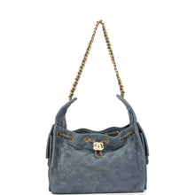 Load image into Gallery viewer, Chanel Small 25 Hobo Bag Blue Suede Antique Gold Hardware