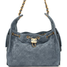 Load image into Gallery viewer, Chanel Small 25 Hobo Bag Blue Suede Antique Gold Hardware