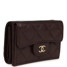 Load image into Gallery viewer, Chanel Small Classic Flap Wallet Dark Brown Shiny Caviar Light Gold Hardware