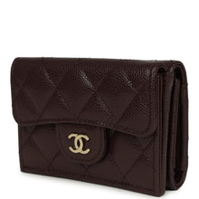 Load image into Gallery viewer, Chanel Small Classic Flap Wallet Dark Brown Shiny Caviar Light Gold Hardware