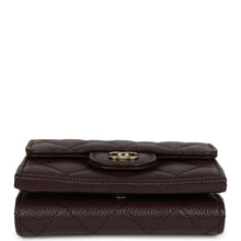 Load image into Gallery viewer, Chanel Small Classic Flap Wallet Dark Brown Shiny Caviar Light Gold Hardware