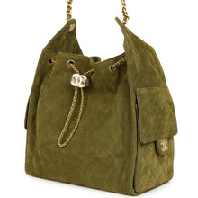 Load image into Gallery viewer, Chanel Medium 25 Hobo Bag Khaki Suede Antique Gold Hardware