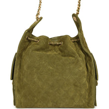 Load image into Gallery viewer, Chanel Medium 25 Hobo Bag Khaki Suede Antique Gold Hardware