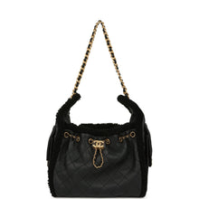 Load image into Gallery viewer, Chanel Small 25 Hobo Bag Black Crumpled Sheepskin and Shearling Antique Gold Hardware